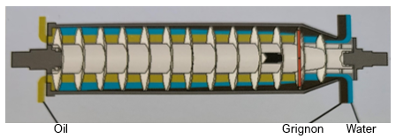 A diagram depicting the decanter used in two-phase continuous extraction.